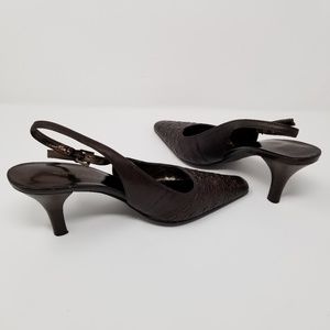 Worthington Brown Leather 6 1/2 Sling Back Pumps